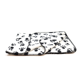 Fleece Blanket White with Black Pawprints 100 x 70cm