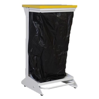 Open Metal Sack Holder 28L Yellow Lid "Waste For Incineration"