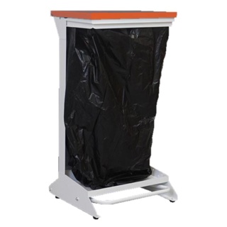 Open Metal Sack Holder 28L Orange Lid "Waste That May Be Treated"