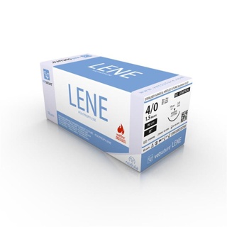 VetSuture   LENE (Polypropylene) 4/0 (1.5 Metric), 19mm 3/8 Rev Cut, 90cm Length (12)
